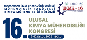 16. Ulusal Kimya Mühendisliği Kongresi (9-12 Eylül 2025)